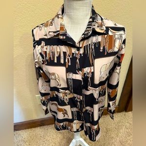 Vintage Equestrian Blouse Button down ladies shirt